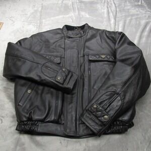 Hein Gericke First Gear Leather Jacket Men 52 Blk Motorcycle Removable Liner VTG